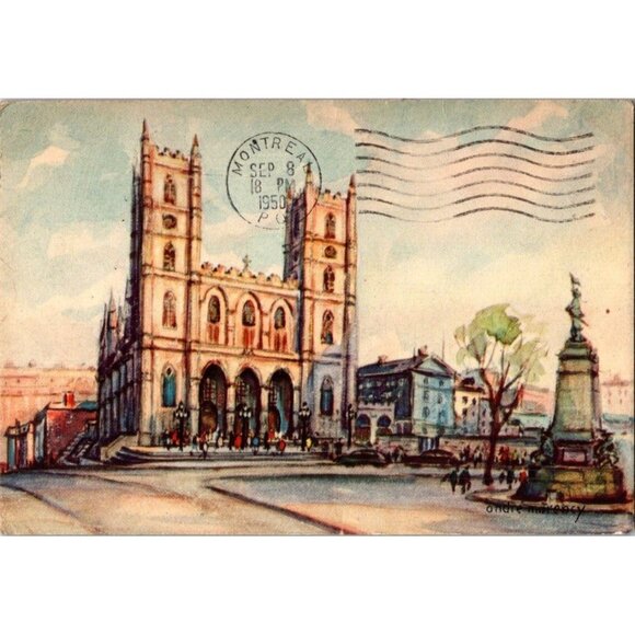 Other - Vintage Postcard Notre Dame Church Building Montreal Canada Posted 1950 Morency